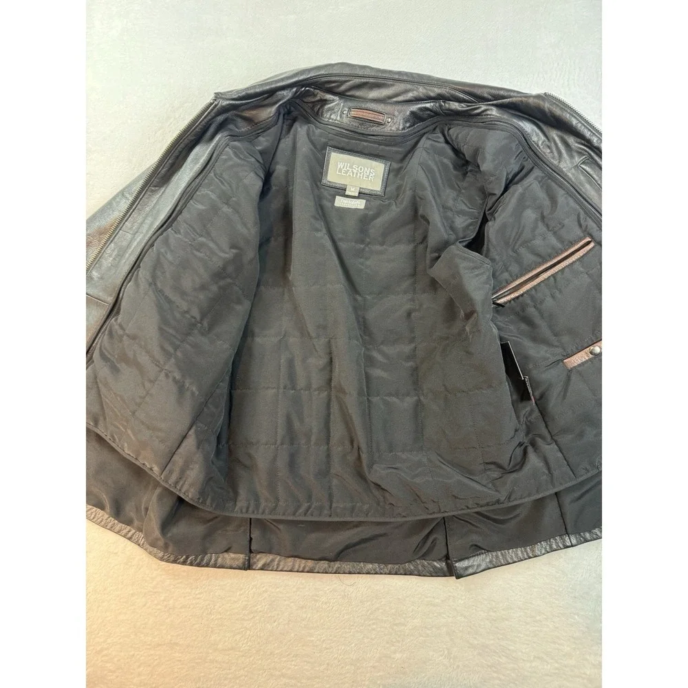 Wilsons Leather Black Insulated Thinsulate Men's Mid-Length Zip Jacket Size M